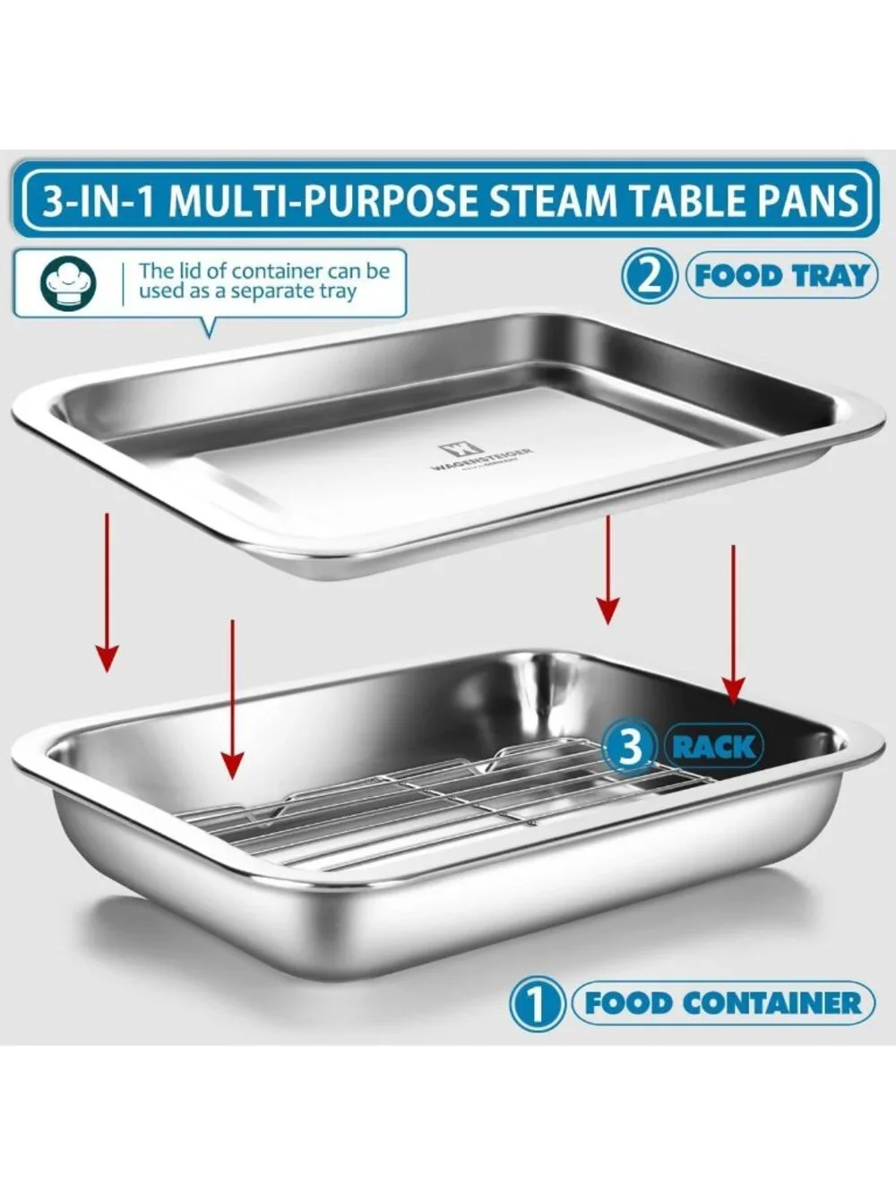 5.6Qt Stainless Steel Food Prep Container with Rack & Lid - Perfect for
